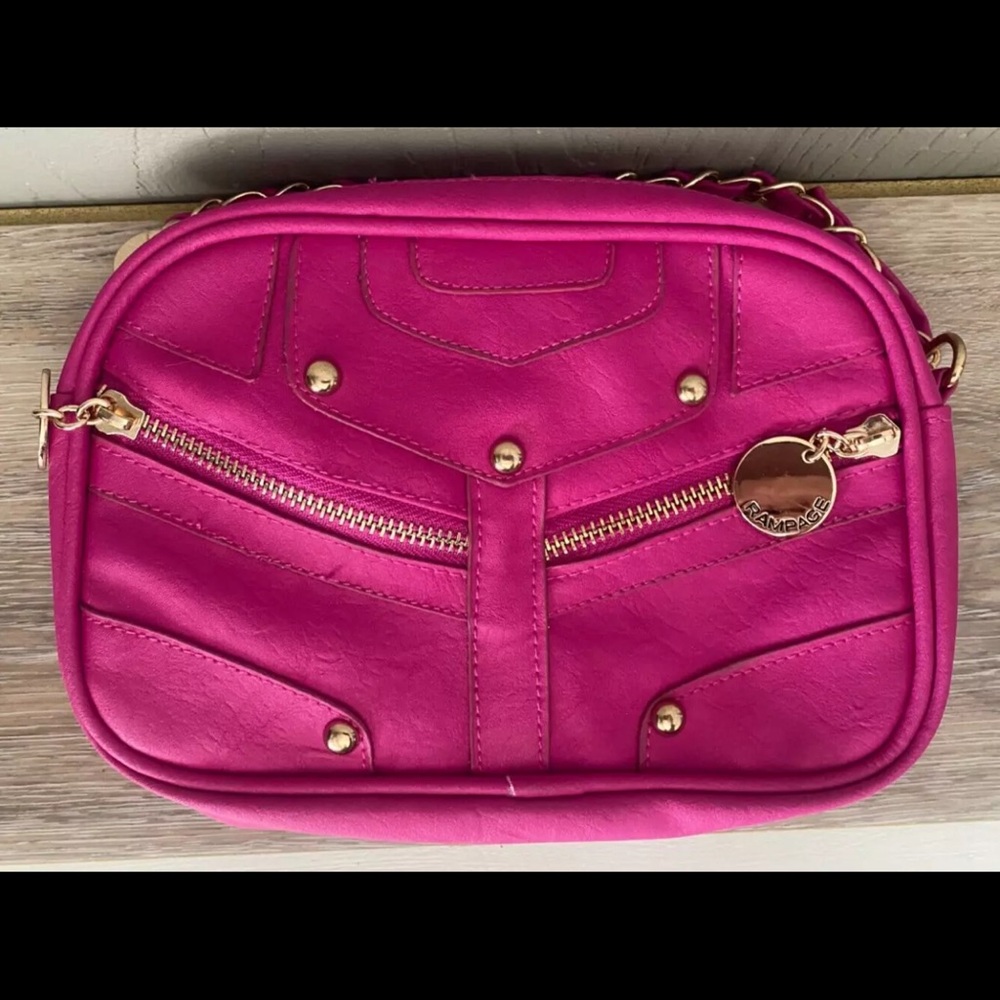 Hot Pink Retro RAMPAGE Y2K Vegan Leather VintageCrossbody Bag New Old Stock Mint